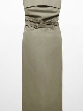 mango green velvet dress Twist Neck Open Front Velvet Draped Gown main image 0